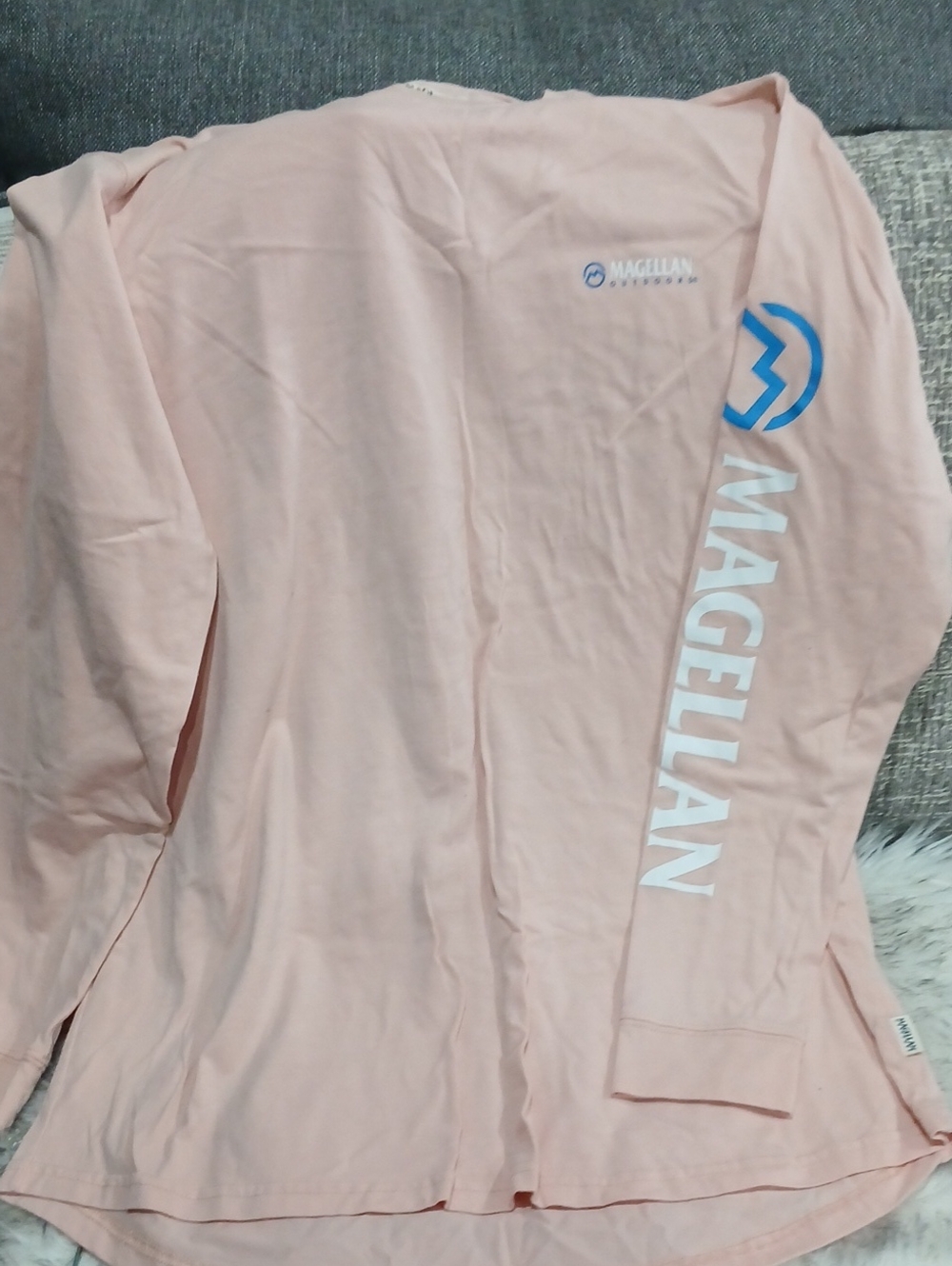 Magellan Outdoors Light Pink Tee with Navy Logo